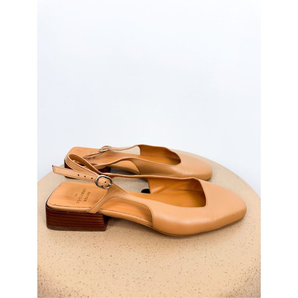 Sezane Women’s Livie Babies Smooth Honey Leather Tan  Mary Jane Flats - Picture 2 of 16